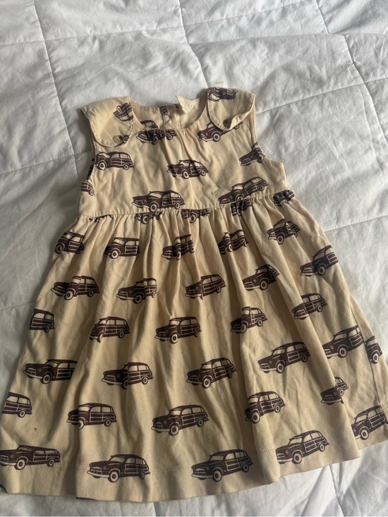 kate quinn Other - Kate Quinn Cream and Brown Car Print Kids Dress